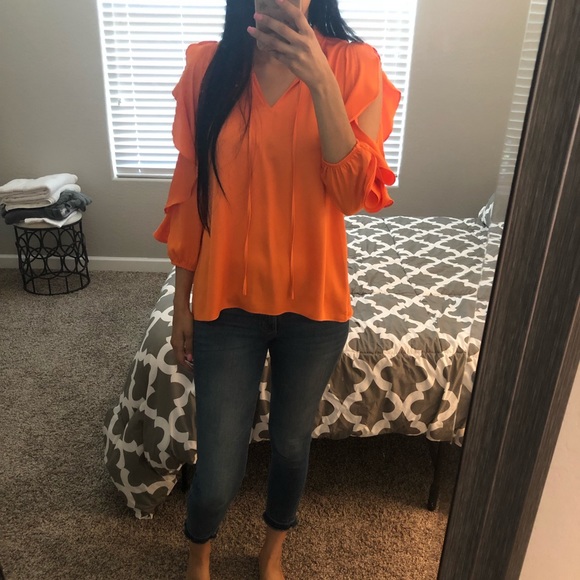 Orange Ruffle Blouse - Picture 4 of 8